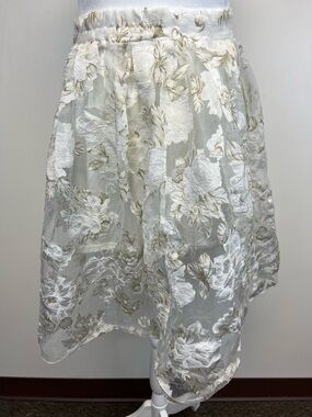 Meng Fei Lu Women’s Off-white / Cream Floral textured flowy Skirt Size Medium